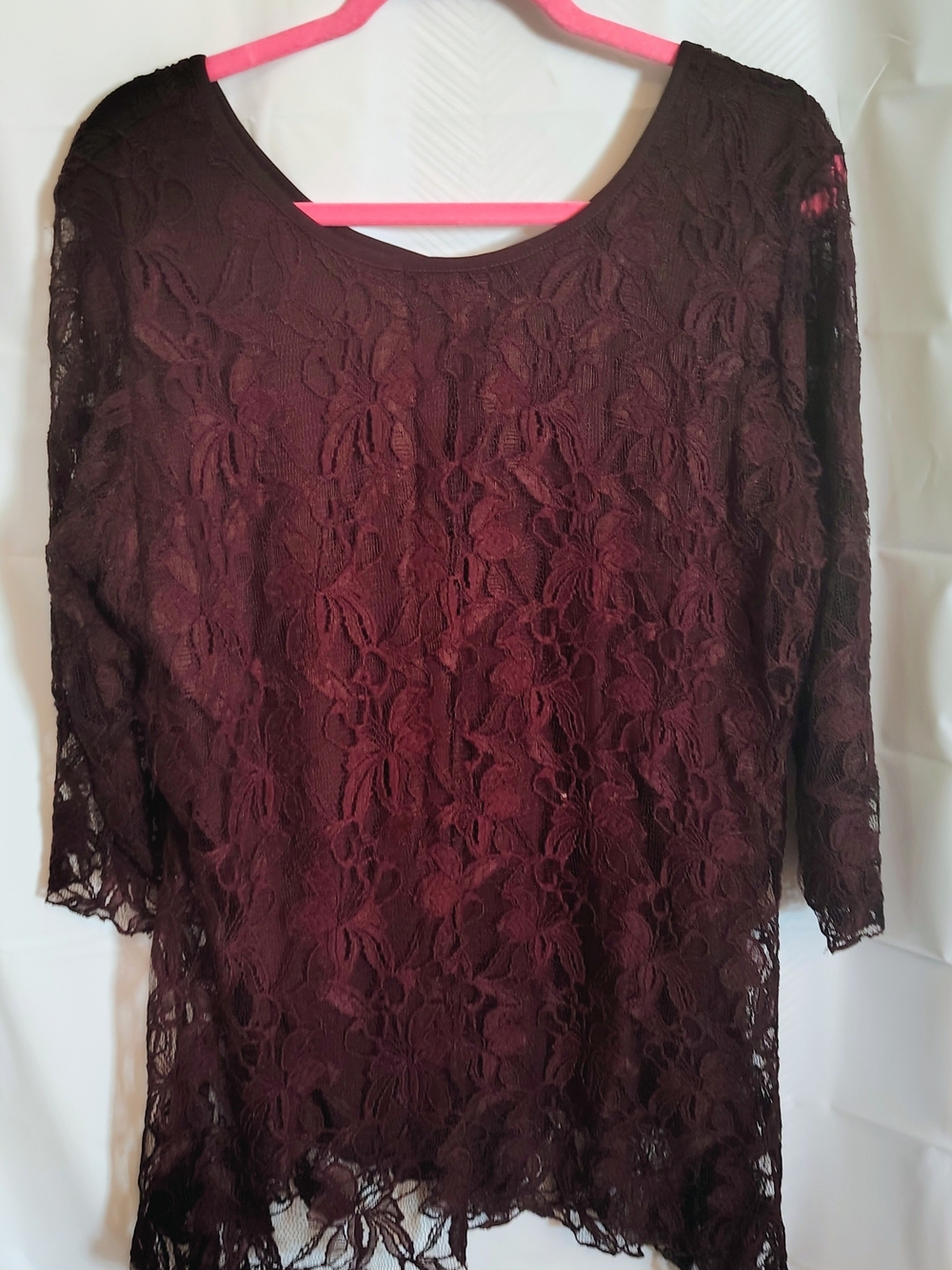 Shannon Ford New York Floral Lace Tunic Burgundy 1X Like New